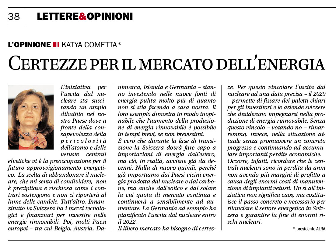 CDT Corriere del Ticino - Katya Cometta 11 novembre 2016